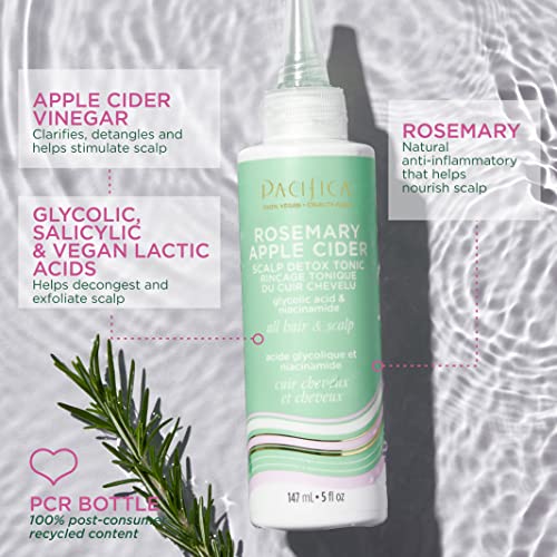 Pacifica Scalp Detox Tonic ? Scalp Exfoliator with Glycolic & Salicylic Acid for Clarifying Build Up & Purifying ? Infused with Rosemary to Support an Itchy, Dry Head ? Vegan & Cruelty-Free ? 5 oz