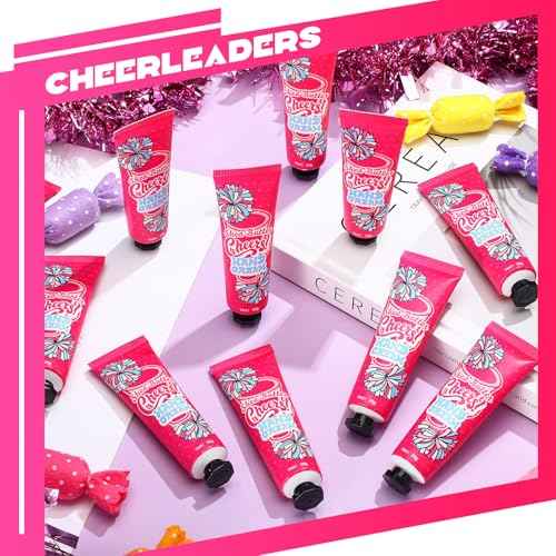 24 Pcs Cheer Team Homecoming Gifts Bulk Hand Cream Lotion Cheerleader Goodie Bag Stuffers Cheerleading Party Favors for Women Football Basketball Season Senior Night Items(Pink)