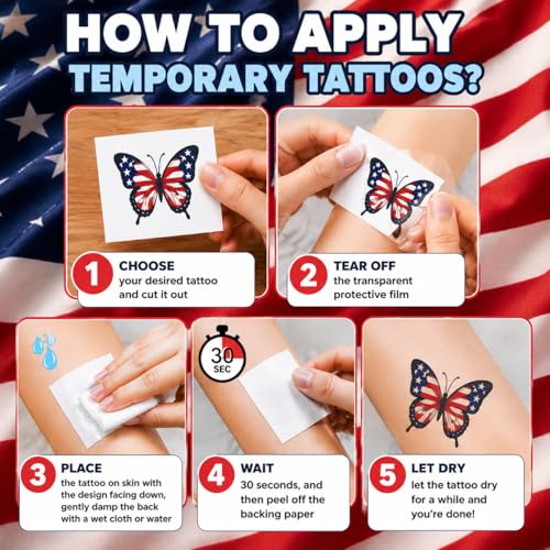 250th Anniversary Patriotic Temporary Tattoos - 60PCS