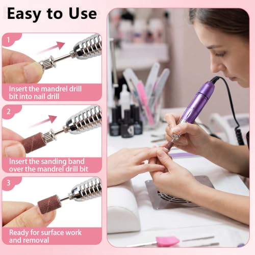 200 Pcs Nail Drill Bits Sanding Bands Set - Grits 80, 150, 180, 240