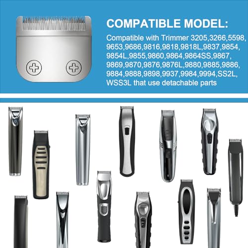 59300 Stainless Steel Replacement Detachable 30mm Standard Blade Compatible with WHAL All in One Lithium Ion Trimmer 9864/9864SS/9686/9818A/9854L/9876L/9854/WSS3L/SS2L etc (2 Pack)