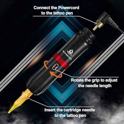 Tattoo Gun Kit for Beginners, Rotary Pen with Power Supply, Professional Ink Kit, Foot Pedal & Pigment, Light Tattoo Gun 10pcs Cartridge Needles,Complete Starter Set (Black)