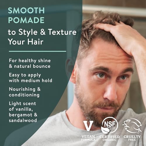 Badger Organic Hair Pomade for Men, Medium Hold & Shine
