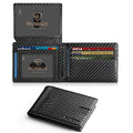 RUNBOX Carbon Black RFID Slim Leather Men’s Bifold Wallet with 15 Slots & Gift Box