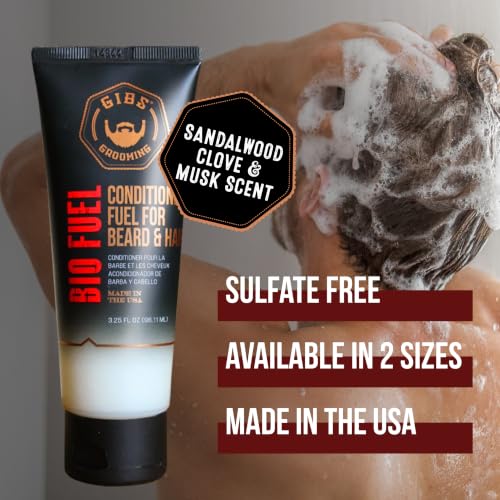 GIBS Bio Fuel Beard & Hair Conditioner with Mango Butter & Saw Palmetto - 3.25 oz
