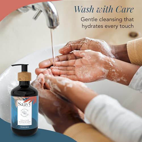Saavy Naturals Tahitian Vanilla Plant-Based Hand Wash – Moisturizing Liquid Soap with Aloe & Shea – 12 fl oz, 2 Pack