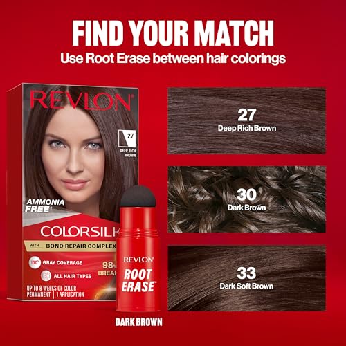 Revlon Root Erase Hair Concealer, Dark Brown, Gray Coverage