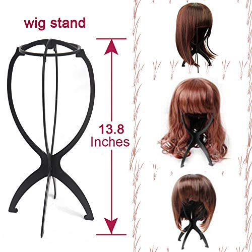 Ruiwen hair 2PCS Wig Stand Portable Collapsible Holder Durable Wig Display 13.8 Inch Tool Travel Stand for All Wigs