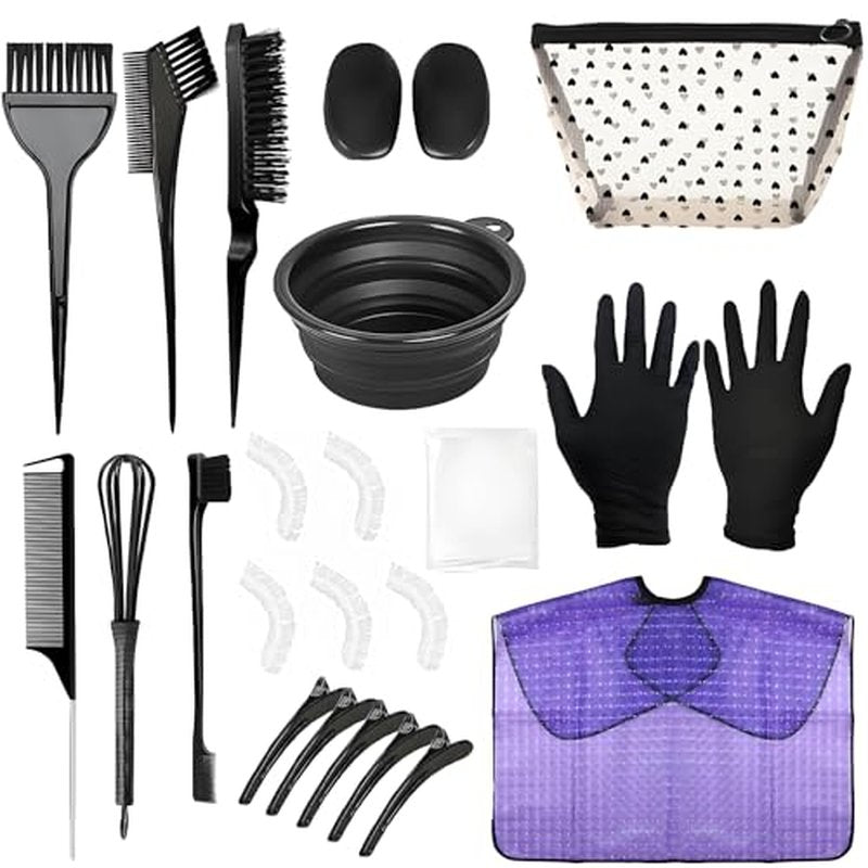 26 Pcs Hair Dye Kit - Coloring Brush Set with Bowl, Clips & Gloves