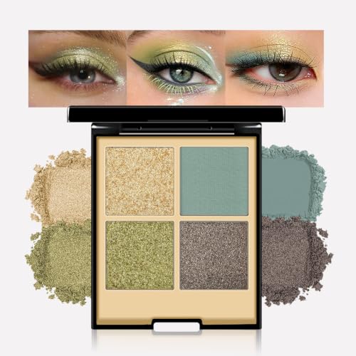 Cool Tone Grey Eyeshadow Palette - 4 Color Matte & Glitter