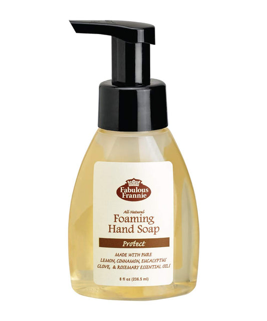 Fabulous Frannie All Natural Ingredients No Synthetics Protect Foaming Hand Soap made with Pure Essential Oils Clove, Lemon, Cinnamon, Eucalyptus and Rosemary 8oz (Pack of 1)