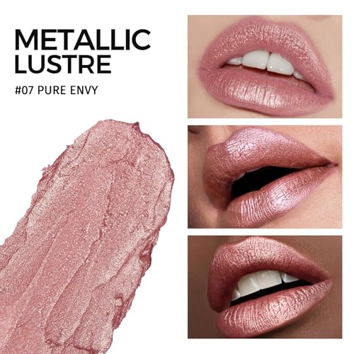 Anglicolor Metallic Nude Pink Lipstick - Hydrating 3D Shimmer