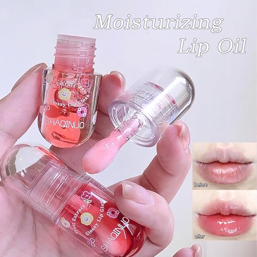 4Pcs Tinted Lip Gloss Oil Set - Moisturizing Plumping Lip Oil