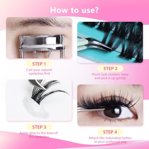 Large Tray,10-20mm to Choose DIY Eye Lashes Extensions 120 Cluster Wide Stem Eyelashes Soft and Lightweight Individual False Eyelashes Dramatic Look (10mm)