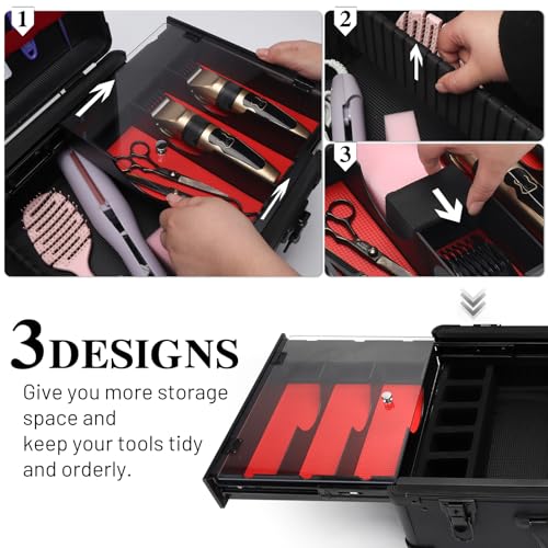 Professional Barber Case 20" Aluminum Organizer with 6 Clipper Slots