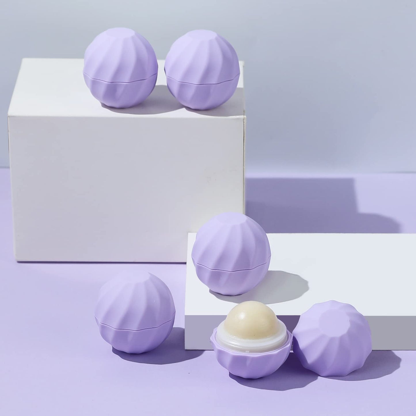 longway 0.24Oz (7ml) Empty Lip Balm Sphere Containers | Screw Cap Lipstick Tubes/Chapstick Tubes/Chapstick Holder for Lip Gloss & BPA FREE (Pack of 10 (Light Purple)