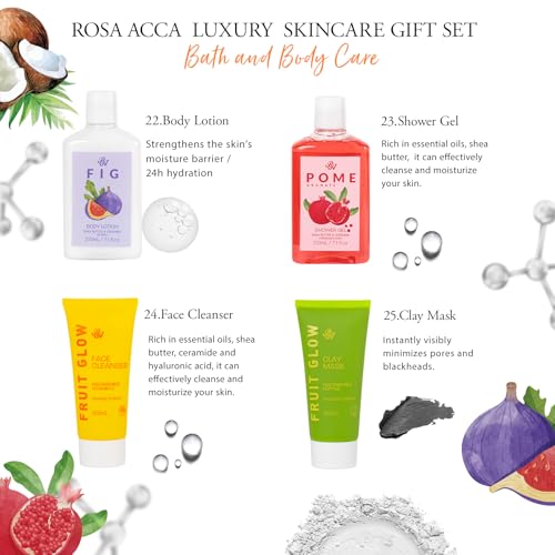 42 Pcs Valentines Day Gifts for Women, Super Fruit Bath and Body Spa Set, Facial Skin Care Kit, Self-Care Gifts Set, Lip Gloss, Face Sheet Mask, Serum, Birthday, Christmas, Present, Anniversary