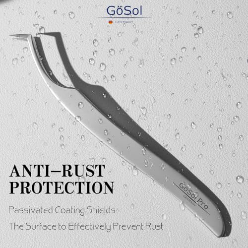 Pro Lash Tweezers for Eyelash Extensions, Professional Expert Eyelash L-shape Tweezers for High Precision Pick/Fan/Wiggle/Apply; 420 Stainless Steel Lash Tweezer for Volume & Classic Lashes