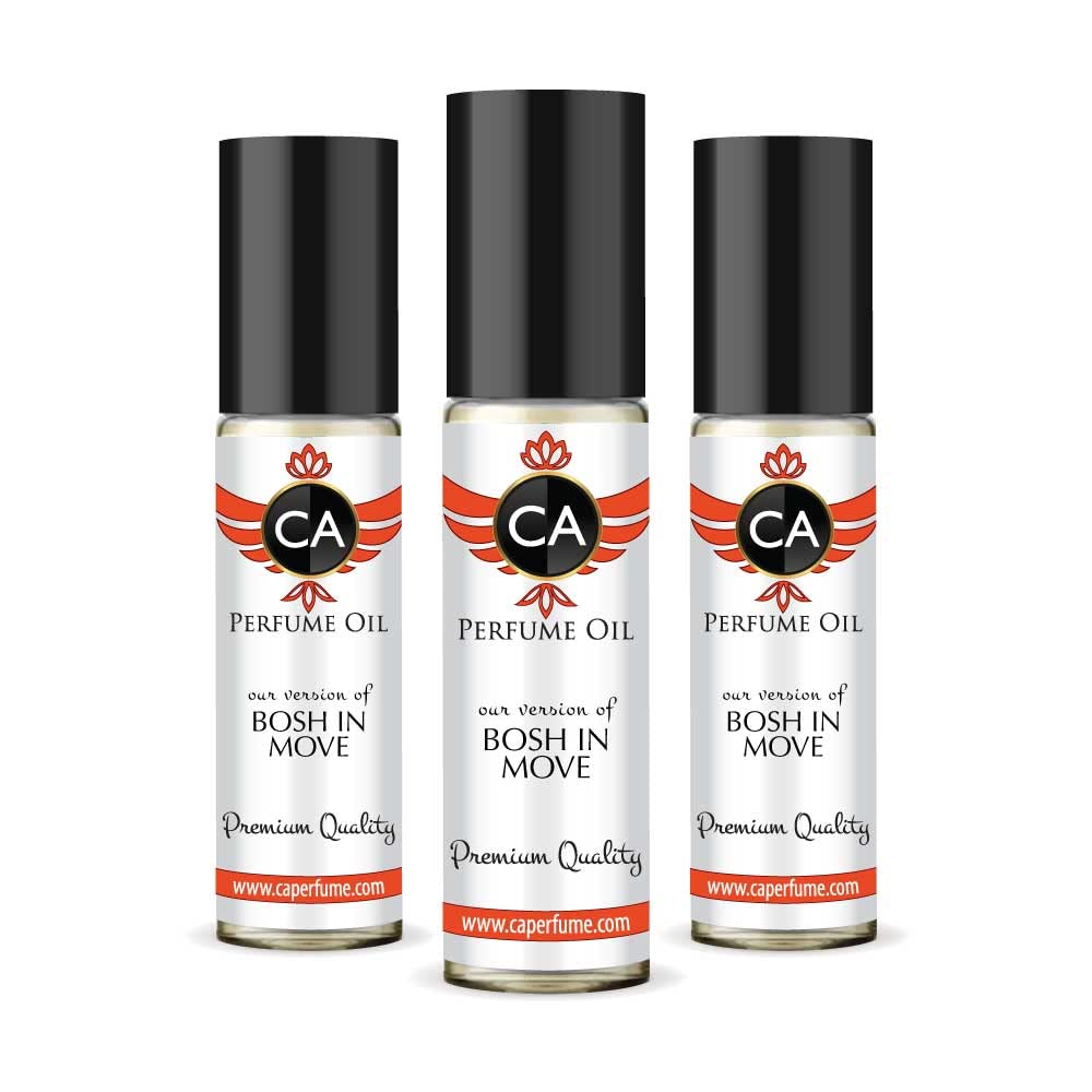 CA Perfume Impression of H. Bosh Bosh In Move For Men Replica Fragrance Body Oil Dupes Alcohol-Free Essential Aromatherapy Sample Travel Size Concentrated Long Lasting Attar Roll-On 0.3 Fl Oz-X3