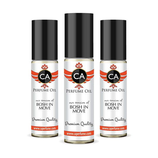 CA Perfume Impression of H. Bosh Bosh In Move For Men Replica Fragrance Body Oil Dupes Alcohol-Free Essential Aromatherapy Sample Travel Size Concentrated Long Lasting Attar Roll-On 0.3 Fl Oz-X3