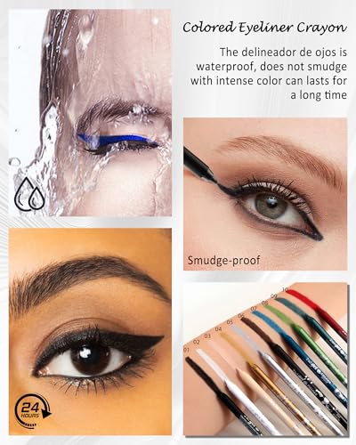 Waterproof Gel Eyeliner Pencil Set - Long Lasting Smudge-Proof