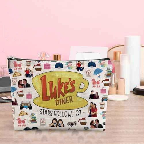 Gilmore Inspired Makeup Bag Girls Merchandise Fans Gifts Luker's Dinner Inspired Gifts for Mom Girl Daughter Sister Friend Travel Toiletry Makeup Organizer Zipper Pouch