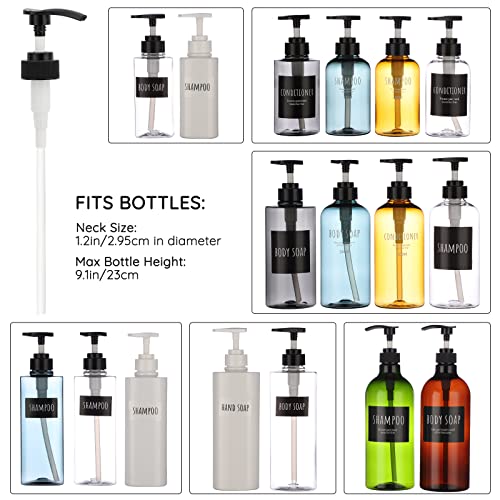 Segbeauty 3pcs Shampoo Conditioner Bottles and Lotion Dispenser Pump Head, 33.8oz Empty Large Refillable Shower Pump Bottles with Labels, Tube Pump Replacement for Bathroom Soap Dispenser
