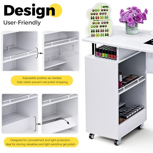 HolaiNail Manicure Table with Dust Collector & Storage