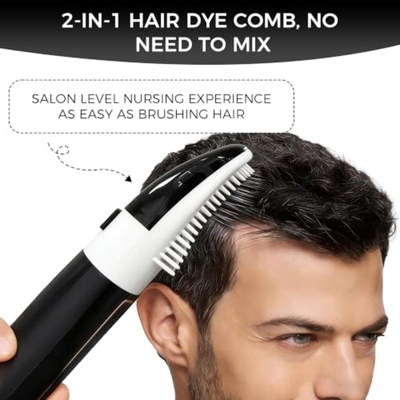 2-in-1 Black Hair Dye Comb, No-Mix Gray Coverage