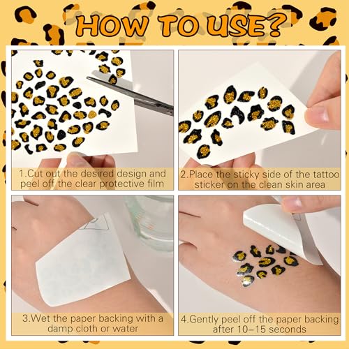 Glitter Leopard Face Tattoos - Cheetah Costume Stickers