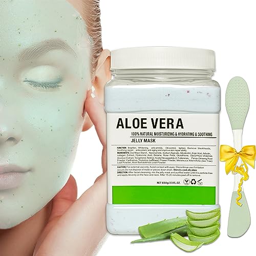 Jelly Mask Powder for Facials,Lavender Jelly Masks For Facials Professional, Aloe Vera Gold Jelly Face Mask,Face Masks with Double-ended Silicone Brush, 23 Fl Oz