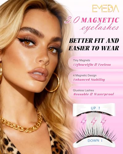 EMEDA Magnetic Eyelashes Kit - Reusable, No Glue, Natural Look