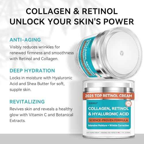 Retinol, Collagen & Hyaluronic Acid Face Cream - Anti-Aging Moisturizer for Face, Neck & D?collet? - Deep Nourishing, Firming & Wrinkle Reduction - Day & Night Use, 1.7 fl.oz.