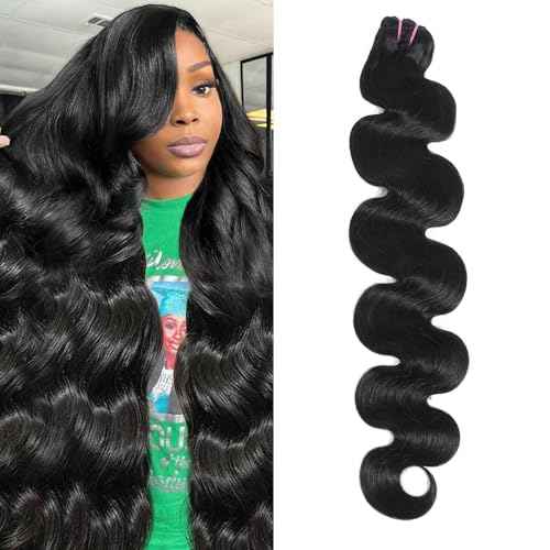15A Raw Human Hair Bundles Body Wave Human Hair,Triple Lifespan Indian Virgin Hair,No Tangle Shedding,Multiple Washes Keep Texture Silky Soft (1 Bundle Natural Color, 24 Inch)