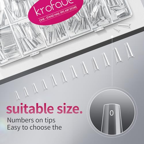 Clear Half Cover Coffin Nail Tips - 600 PCS Acrylic False Nails with Box
