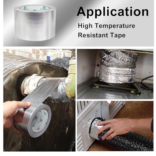 BOMEI PACK Aluminum Foil Heat Shield Tape 3in x 66ft High Temp Reflective Insulation