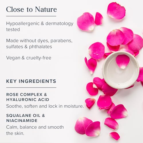 HERITAGE STORE Rosewater Facial Moisturizer - Soothing Gel Cream w/Rose Complex, Niacinamide and Hyaluronic Acid - Dry to Combination Skin - Hypoallergenic, Vegan, Cruelty Free, 60-Day Guarantee, 2oz