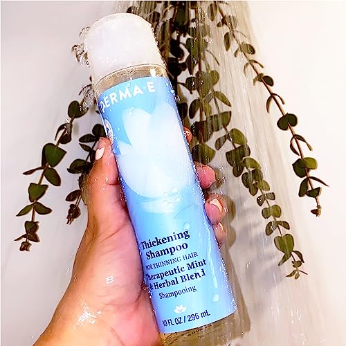 DERMA-E Thickening Shampoo for Thinning Hair ? Natural Hair Growth Shampoo ? Sulfate Free Therapeutic Mint and Herbal Volumizing, 10 oz