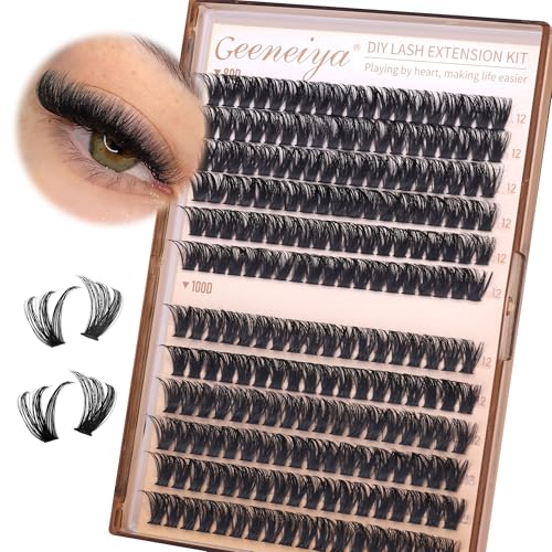 Geeneiya 12MM D Curl Volume Lash Clusters - DIY Eyelash Extensions