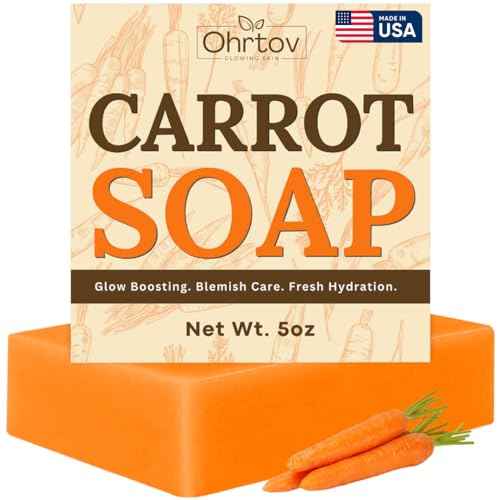 Carrot Soap ? Natural Skin Brightening Carrot Face & Body Wash for Glowing Skin ? Exfoliating Facial Cleanser for Colored Spots, Hyperpigmentation ? Soap to Reduce Acne, Even Tone ? Made in USA