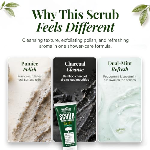Tea Tree Oil Charcoal Body Scrub with Peppermint - 6 oz