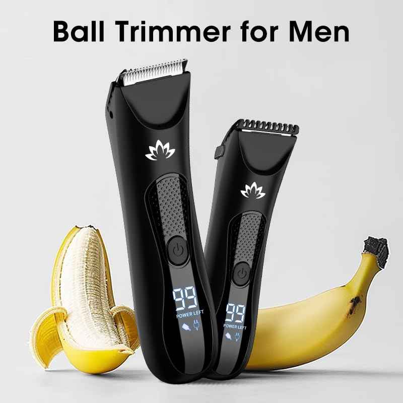 Suttik Manscape Body & Pubic Hair Trimmer for Men, Groin & Ball Trimmer Men, Electric Razor Bikini Trimmer, Body Groomer Ball Shaver for Smooth Wet/Dry Shaving, Led Light