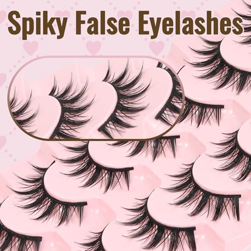 Manga Cat Eye False Eyelashes - 7 Pairs, 9-14mm Spiky Lashes