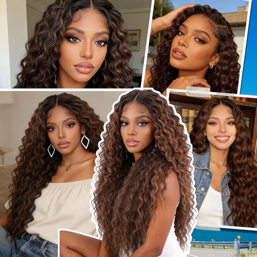 Chraylend Hazelnut Latte Synthetic Lace Front Wig - 30 Inches Kinky Curly HD Transparent Part for Women