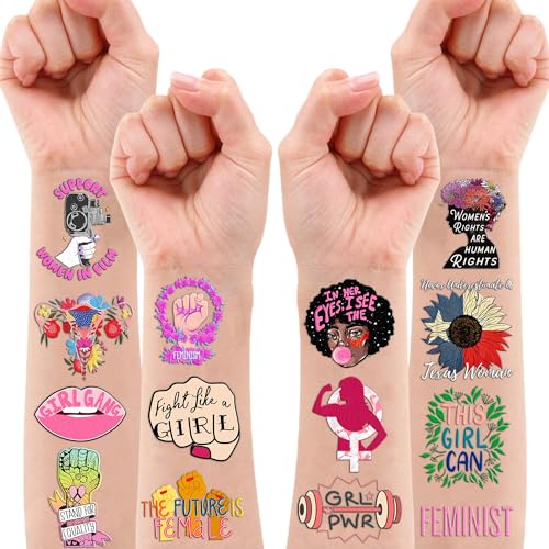 96PCS Feminist Temporary Tattoos - Women Power Party Favors