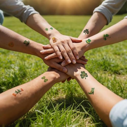 St Patrick's Day Temporary Tattoos - 26 Sheet Shamrock Face Stickers