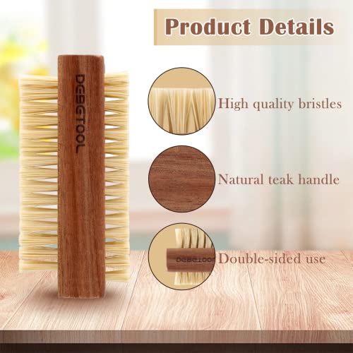 Natural Acacia Wood Nail Brush 2 Pack - Double-Sided Scrub for Hands & Nails