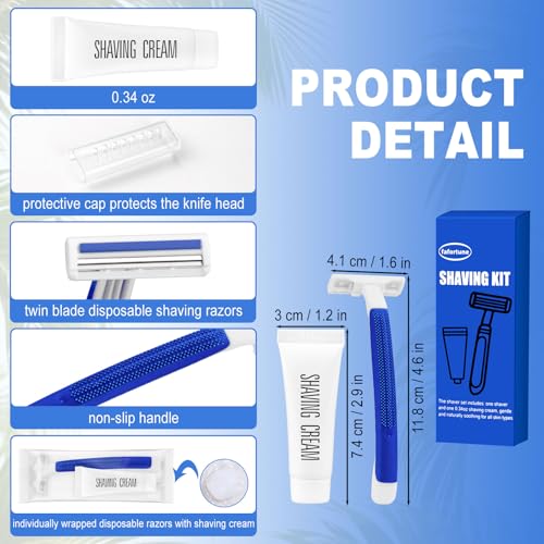 Shave Kit in Bulk Twin Blade Razors with Protective Cap,Disposable Razors in Bulk Shaving Cream for Hotel, Airbnb, Homeless, Shelter, Camping and Travel (120)