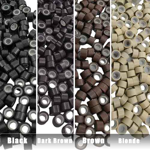 500 Pcs Micro Link Rings Beads for Hair Extensions 5mm Silicone Lined Beads Microlinks Hair Extensions Tool (Black, 5.0mm)