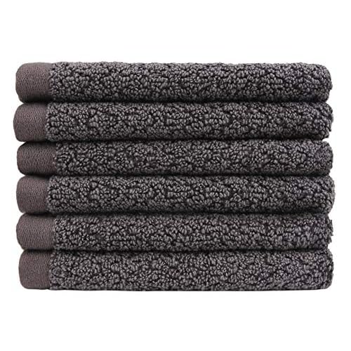 Diamond Jacquard Washcloth Towel Set, 6 PC, Charcoal